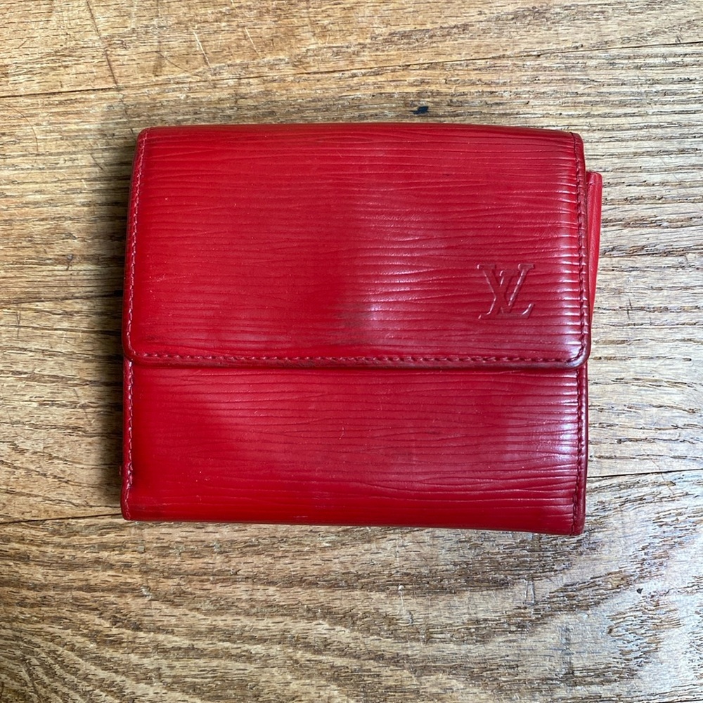 Louis Vuitton Red double snap Epi leather compact wallet Authentic EUC LV Epi